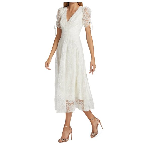 LIKE NEW - ML Monique Lhuillier Floral Midi-Lenth Grown Size 8 (Worn Once) - Picture 1 of 11